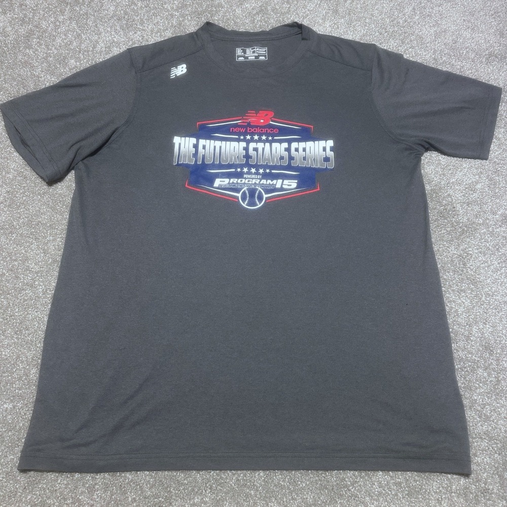 New Balance Mens XL Future Stars Series Graphic Tee Gray Baseball Athletic Shirt